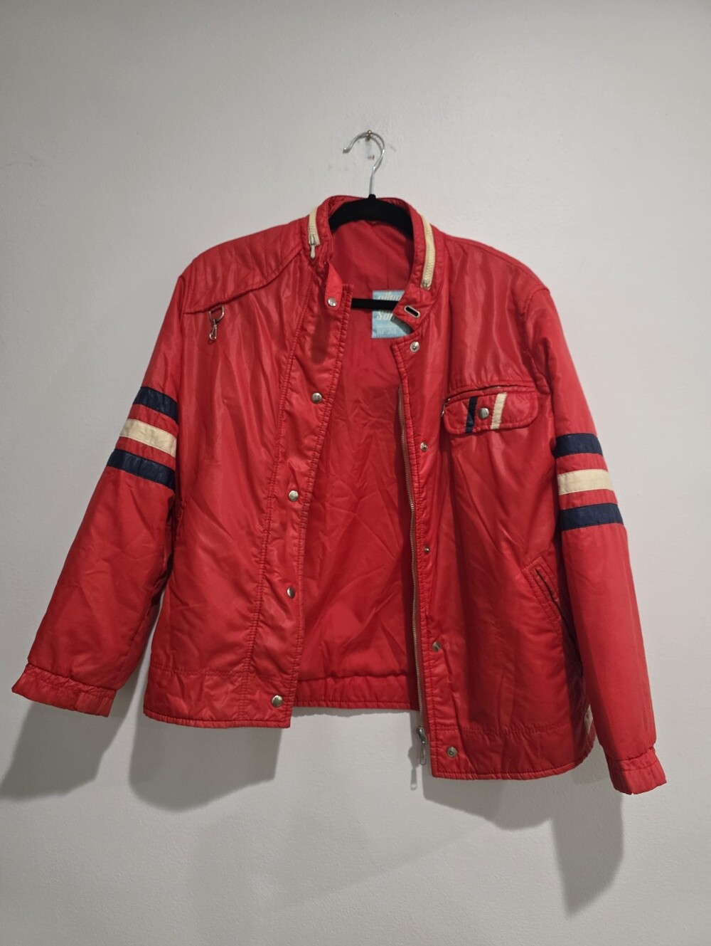 Vintage Silver Sail Red Nylon Racing Windbreaker Jacket - Unisex Small